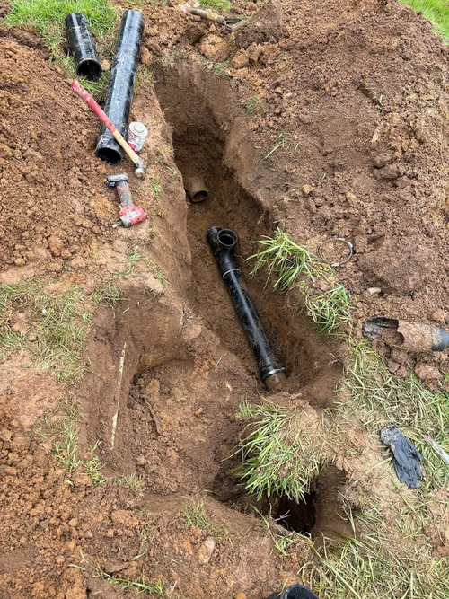 aerial view of a water line in the ground