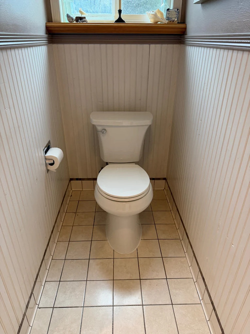 porcelain toilet in a bathroom